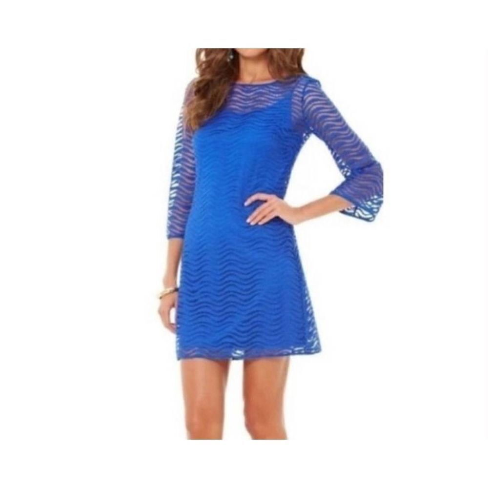 Lilly Pulitzer Blue Wavy Topanga Dress Size XS